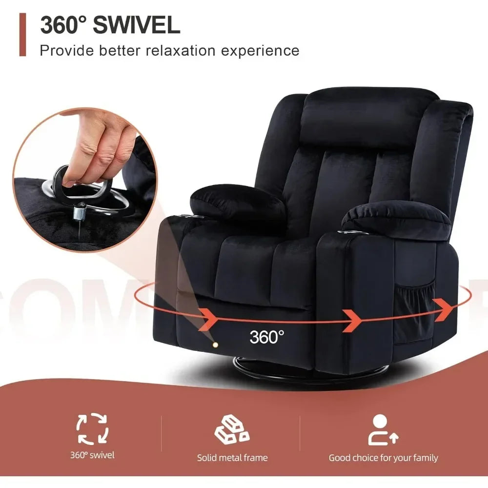 Nordic High Quality Massage Rocker With Heated 360 Lazy Boy Recliner Single Sofa Seat With Cup