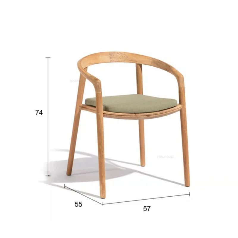 Leisure Solid Wood Outdoor Table Chair Garden Furniture Sets Patio Modern Balcony Three-piece Set Design Creative Home Armchair