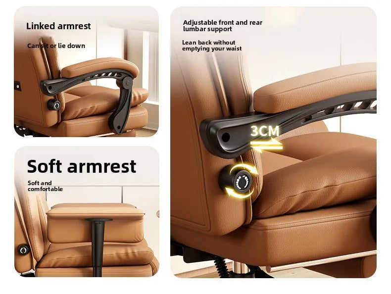 Ergonomic Leather Office Chair with High Backrest Recline Lumbar Support Executive Desk Chair Gaming Ready Comfort Furniture