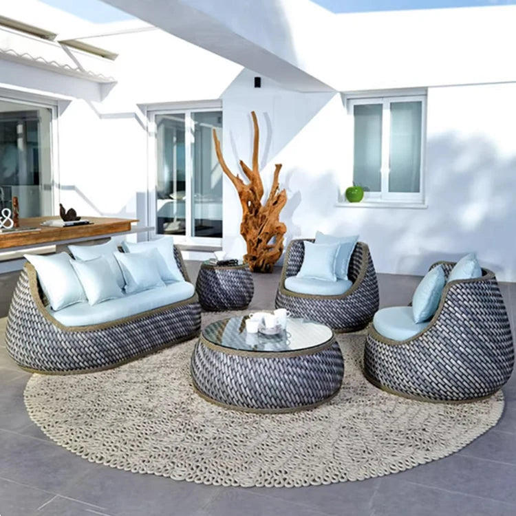 Otdoor Wicker Garden Sectional Sofa Set With Cushion Garden Rattan Furniture Sofa