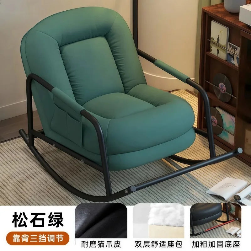 #@ Lazy Sofa Rocking Chair Household Adult Balcony Casual Living Room Single Rocker Vintage Style Recliner Lounge