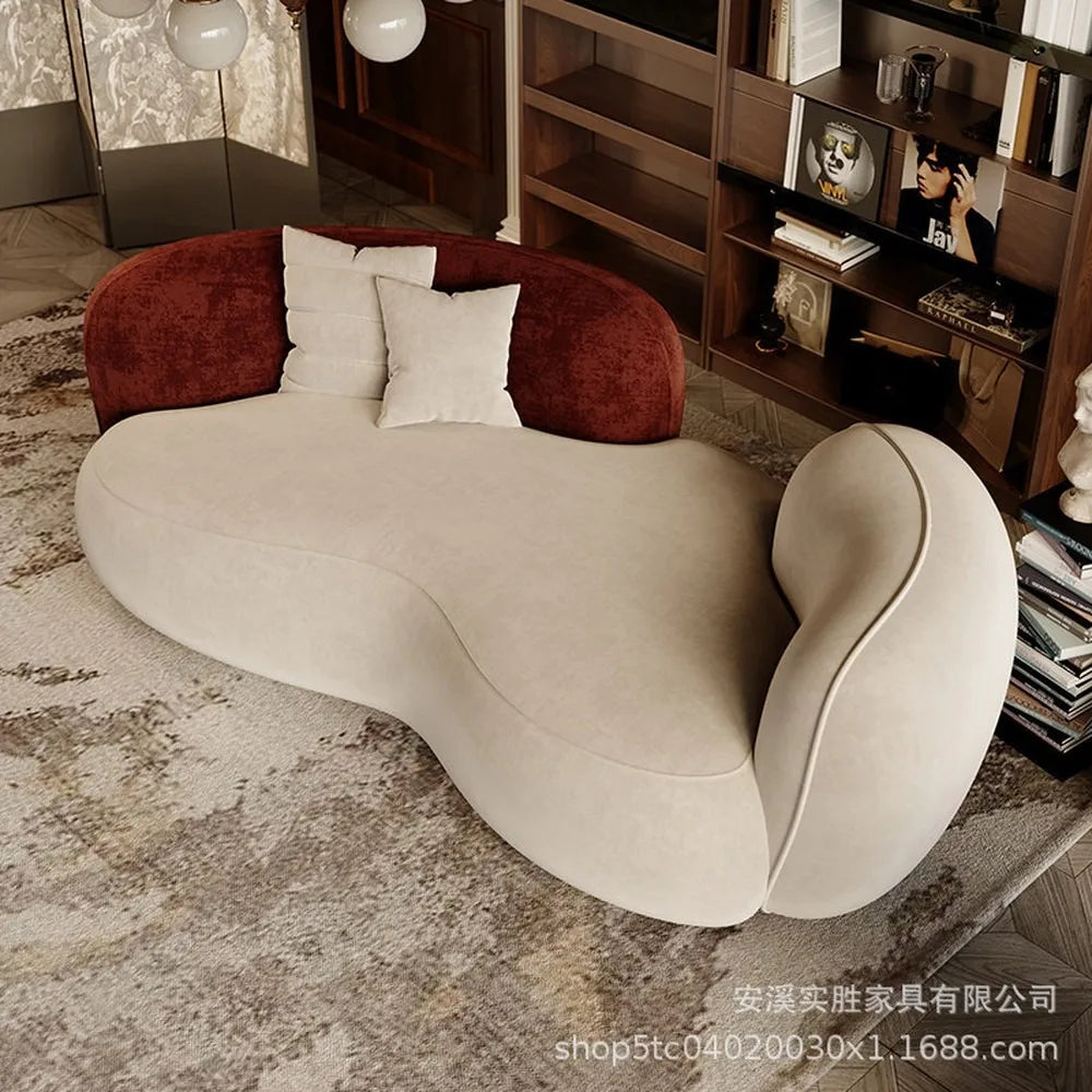 Curved Boucle Fabric Sofa, Modular Sectional for Small Spaces, Modern Lounge Seating