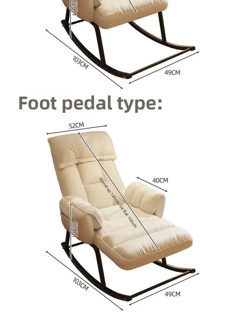 Lazy Rocking Chair Home Retro Balcony Leisure Folding Reclining Chair Sofa Chair Bedroom Single Person Can Sit And Lie Down