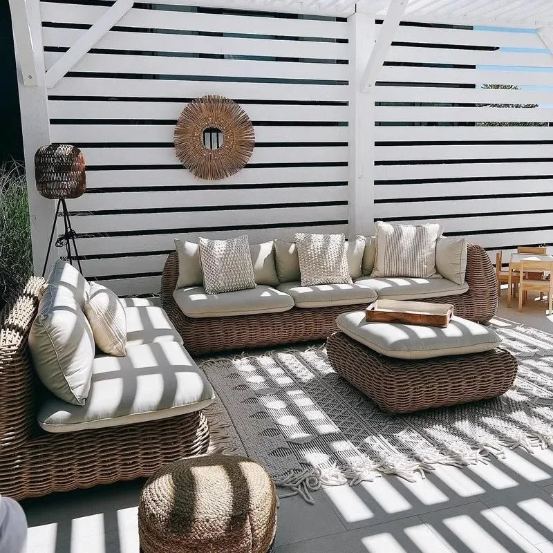 #Outdoor rattan sofa, courtyard, outdoor balcony, leisure small sofa, coffee table combination, garden furniture