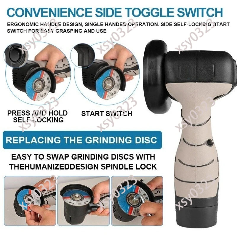 16.8V Cordless Angle Grinder Portable Lithium Battery Polishing Cutting Power Tool