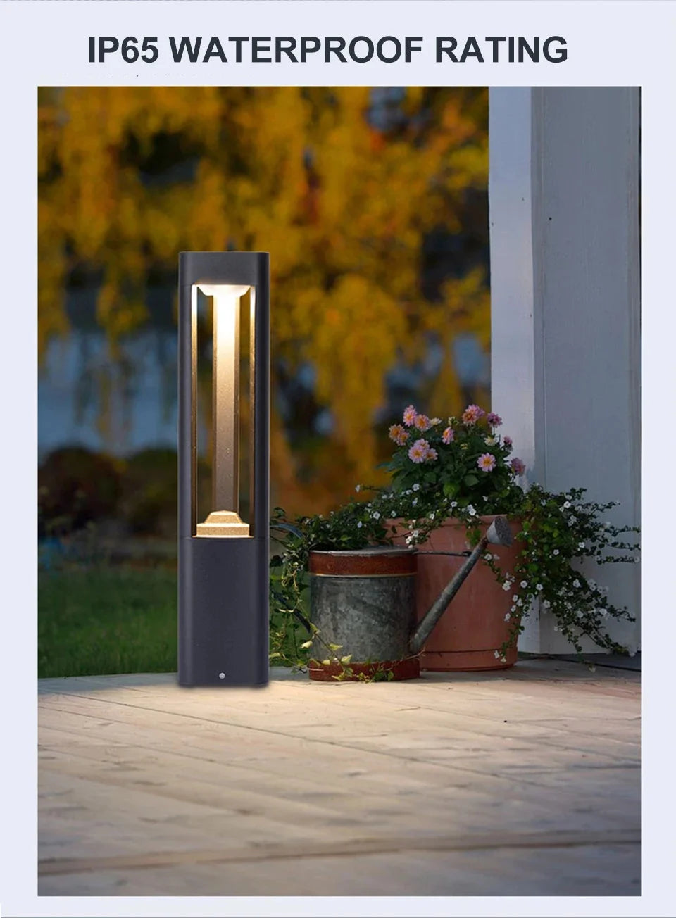 LED Bollard Landscape Light Outdoor Black Garden Pathway Lighting Fixtures Floor Lawn Lamp for Pillar Driveway Patio Yard Decora