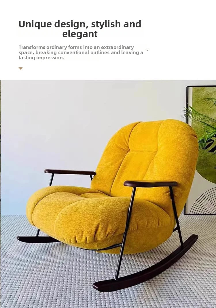 Rocking chair for living room and balcony single-seater sofa chair for small spaces fabric lazy sofa, reclining leisure chair