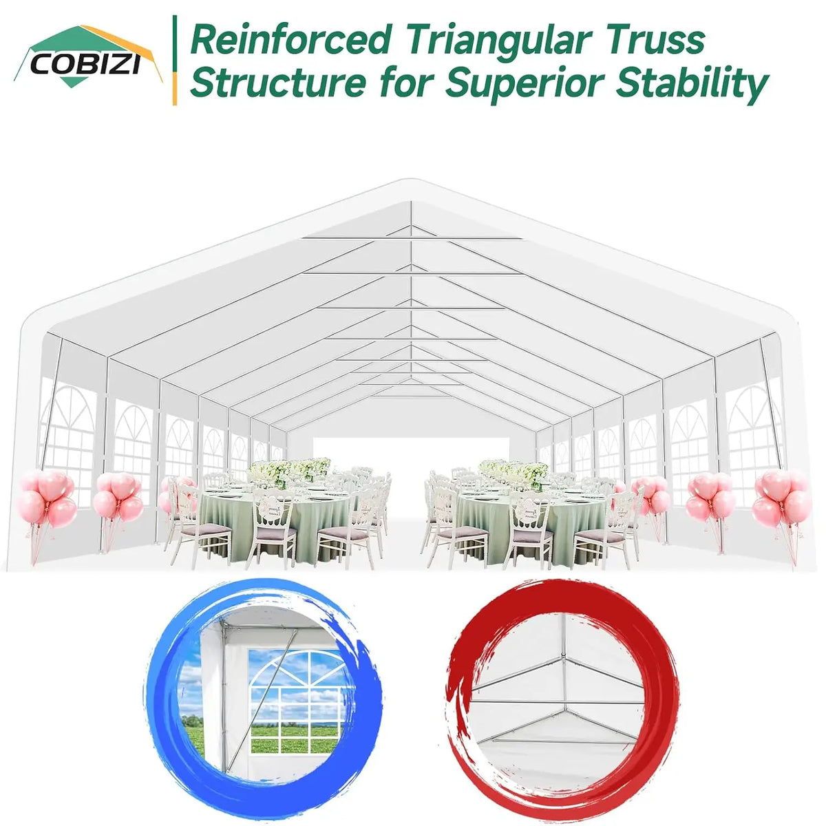 20x50 Heavy Duty Party Tent Waterproof, 14 Church Windows Sidewalls Sandbag, Outdoor Canopy Gazebo Wedding Backyard, Custom