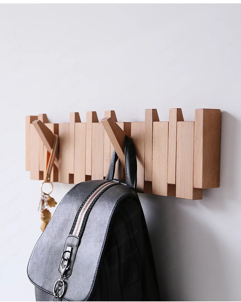 Clothes hook,  solid wood row hook, creative piano key entry, door entry wall, wooden coat rack