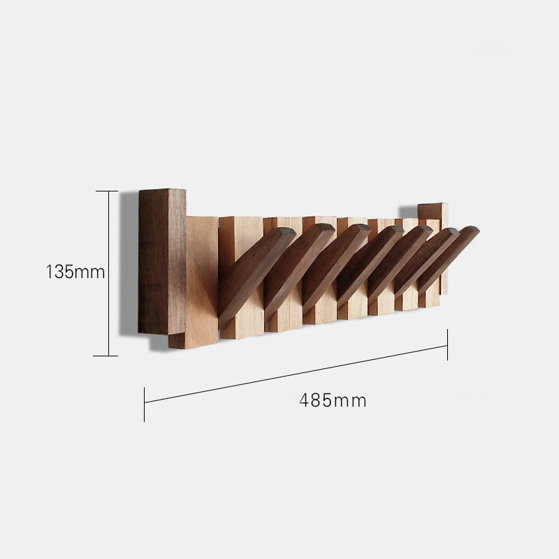 Walnut Wood Coat Rack Hook Wall-Mounted Hidden Decoration Hook Hanger Foldable Bedroom Closets Wooden Wall Shelf Home Decor