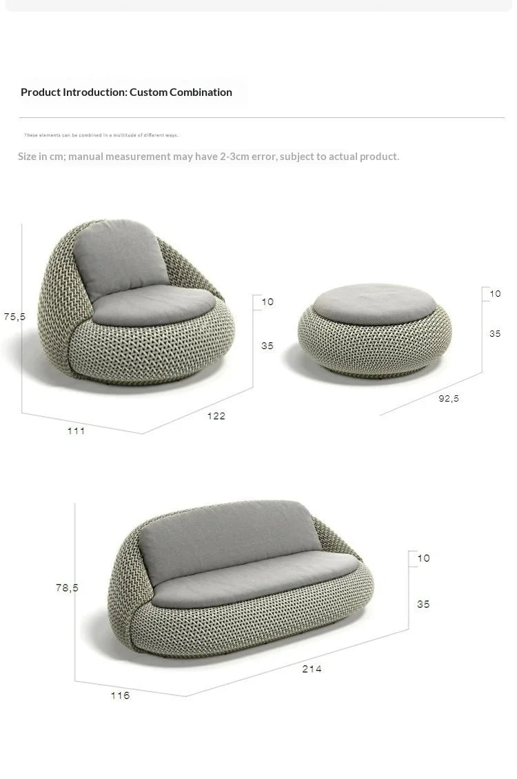 Custom Modern Simplicity Outdoor Sofa Courtyard Homestay Terrace Balcony Rainproof Sun-proof Coffee Table Combination Plastic Ra