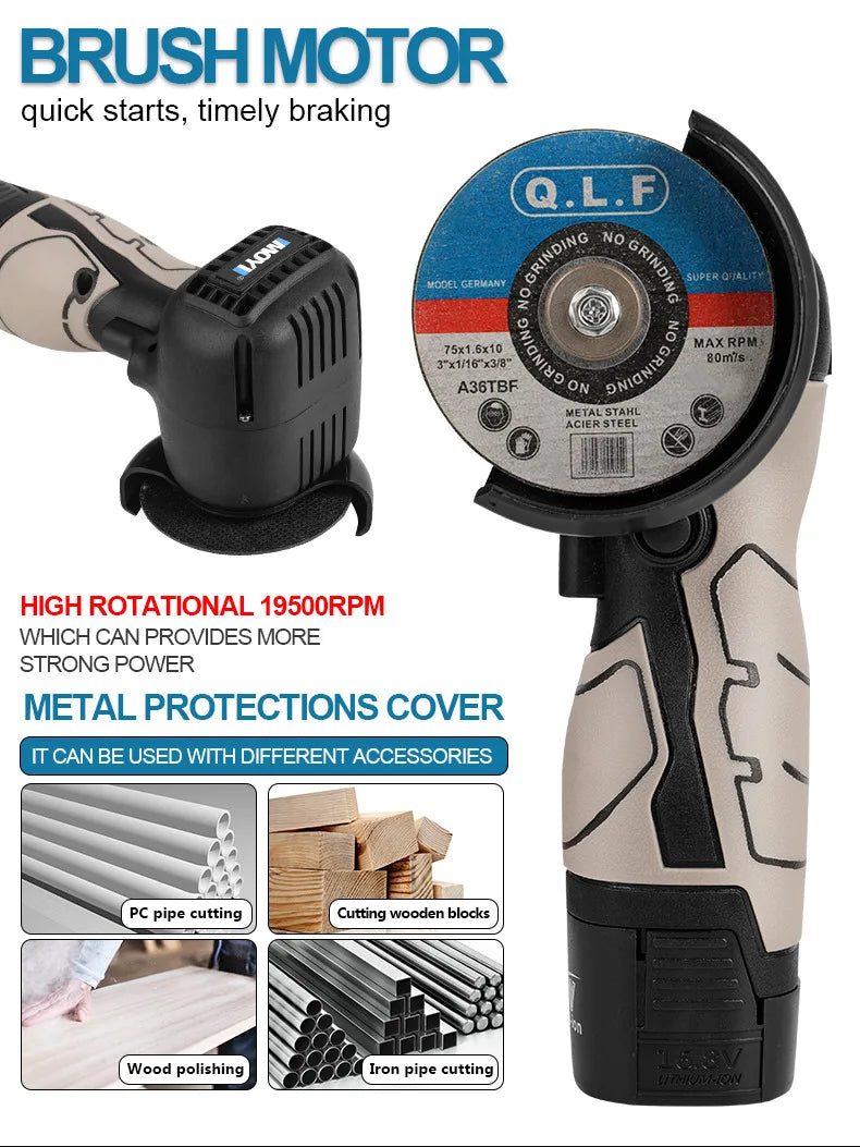 16.8V Brushless / Brushed Angle Grinder Lithium Battery 19500Rpm Cordless Mini Polishing Machine Diamond Cutting Grinder