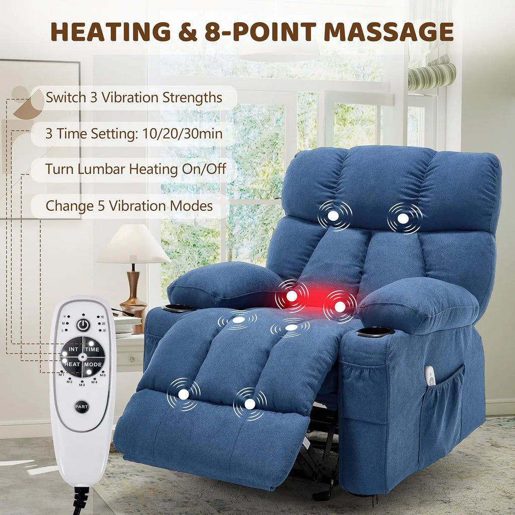 Massage Rocking Recliner Chair, Ergonomic Sofa with Vibration, Heat & Rocking for Nursery, Custom