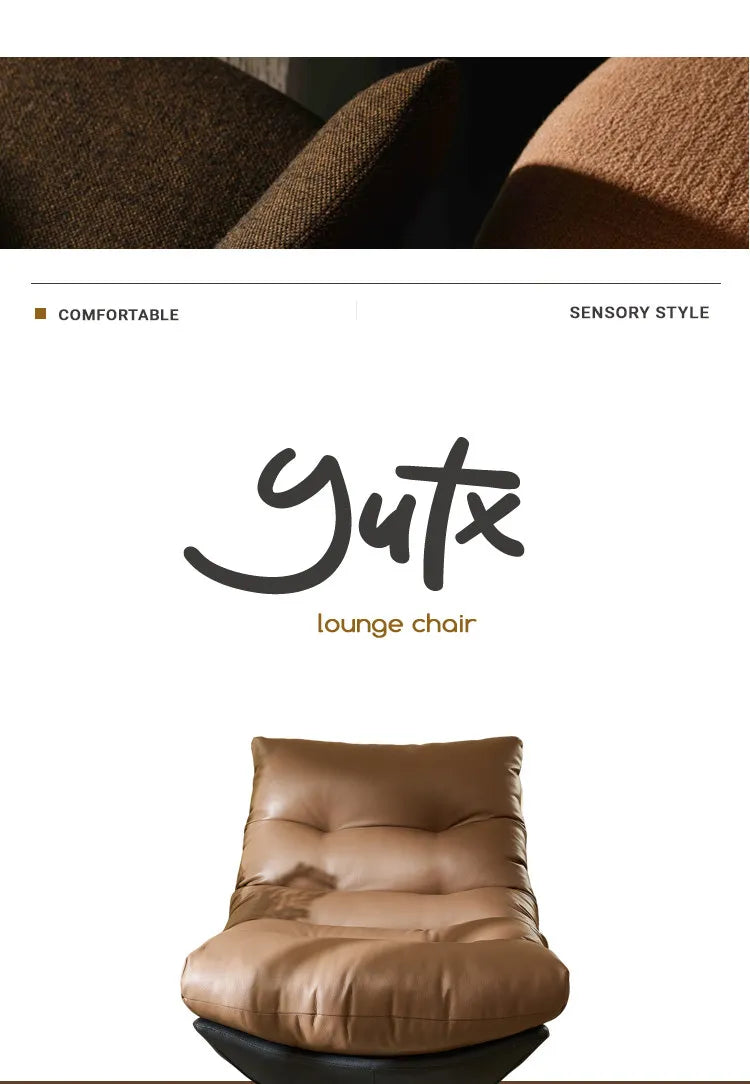 Italian minimalist sofa chair single leather art rotating leisure chair living room high-end single chair
