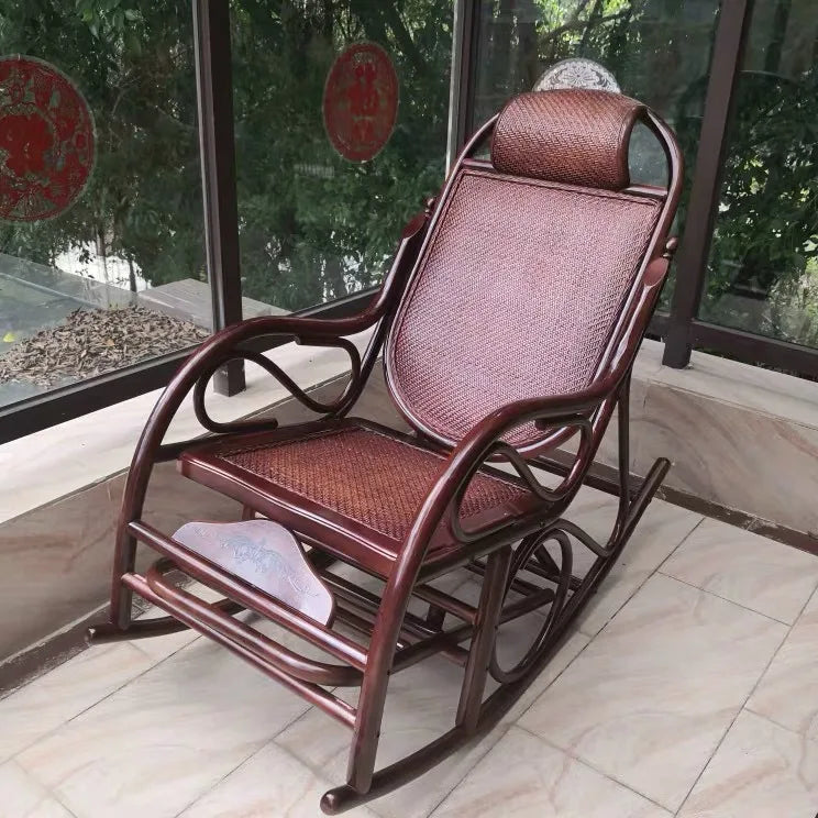 Balcony Siesta Elderly Natural Rattan Chair Rocking Chair Leisure Easy Chair Household