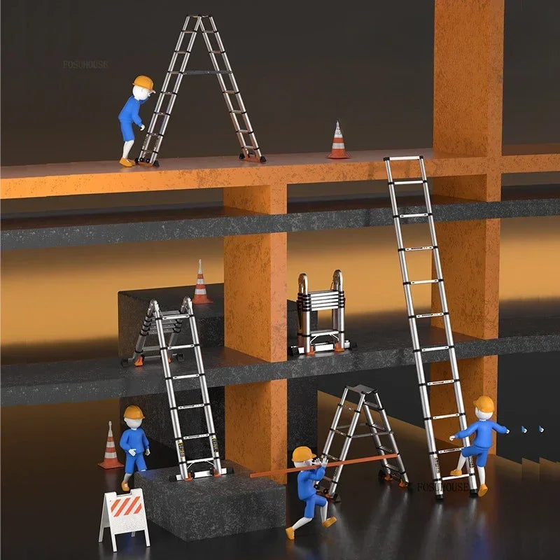 Folding Ladder for Construction Site Metal Telescopic Modern Thickened Ladders Creative Multifunctional Step Ladders for Home G