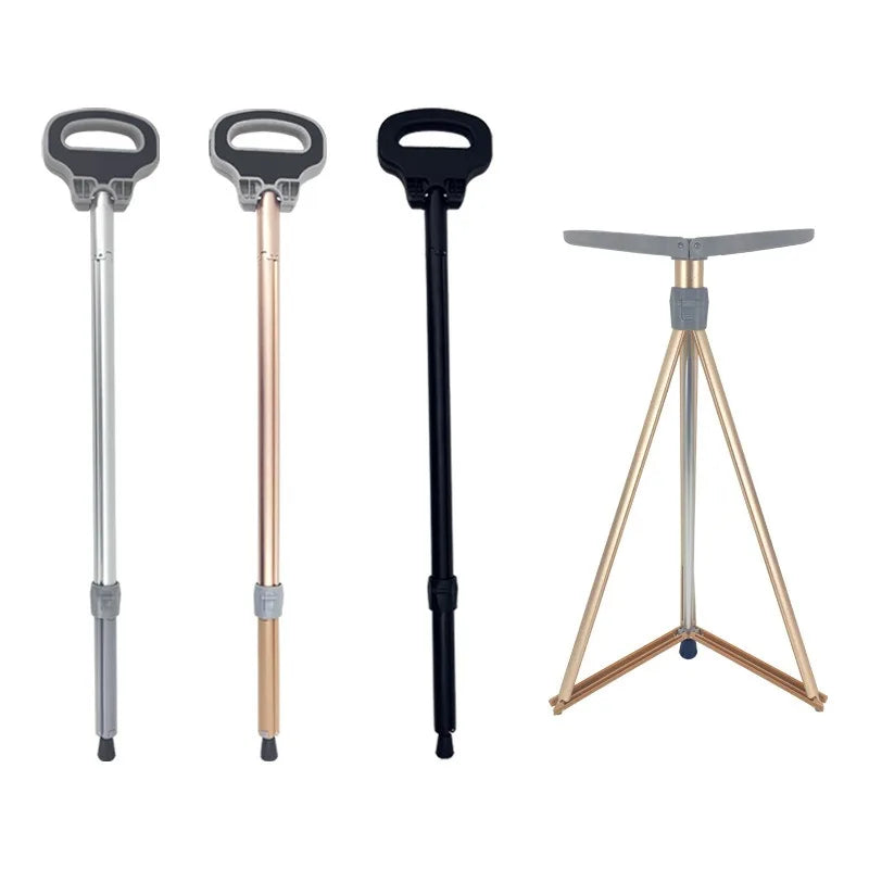 Multifunctional Hiking Pole Outdoor Portable Massage Three-legged Stool Hiking Cane Cane Stool