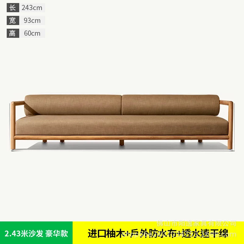 Teak Wood Outdoor Sofa Set Garden Patio Furniture Villa Terrace Long Table Solid Wood Courtyard Homestay Hotel Decor