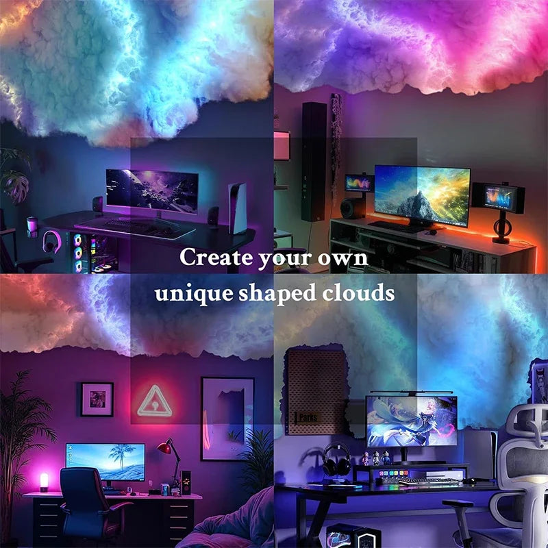3D Cloud Lighting Light Kit with Music Sync, Multicolor RGBIC LED Strip Lights, Remote & APP Control, Mood Lighting for Bedroom