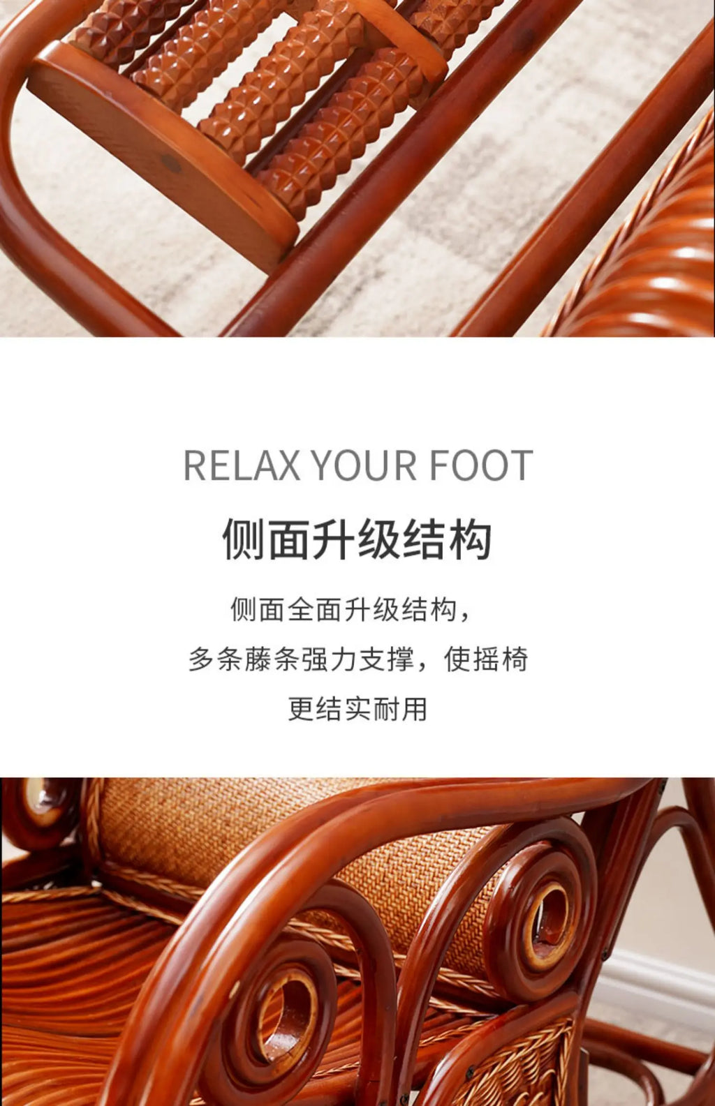 natural true rattan rocking chair recliner sofa single balcony home leisure retro cushion living room