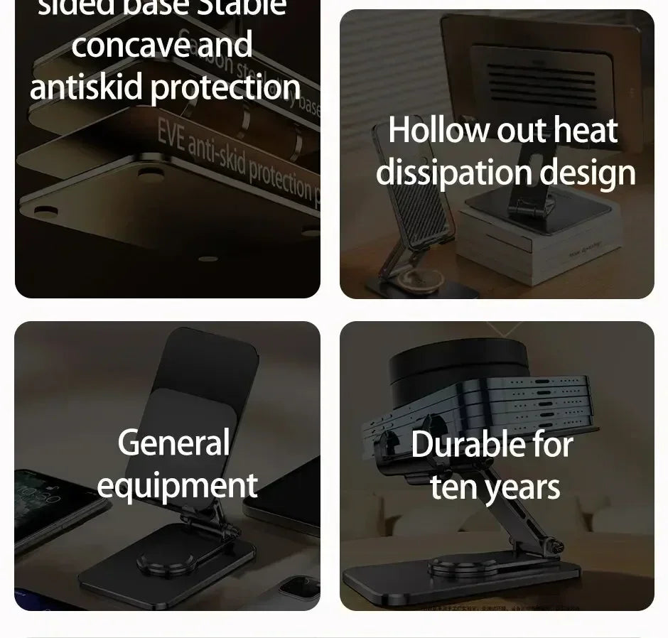 360° Rotation Metal Phone Holder Portable Foldable Desktop Tablet Stand For iPhone Samsung Xiaomi iPad Air Cellphone Bracket