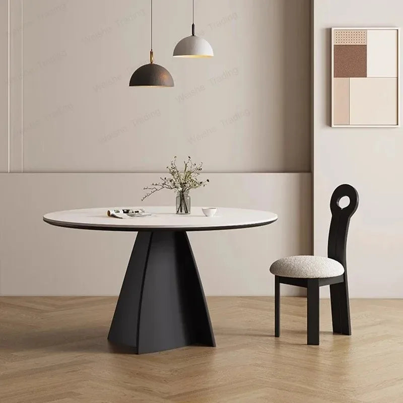 France Rock Plate Dining Tables Black Vintage Simple Modern Round Table Kitchen Dining Room Furnitur