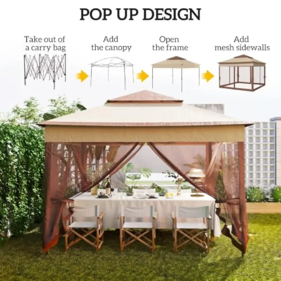 11' x 11' Pop Up Canopy w/Removable Zipper Netting