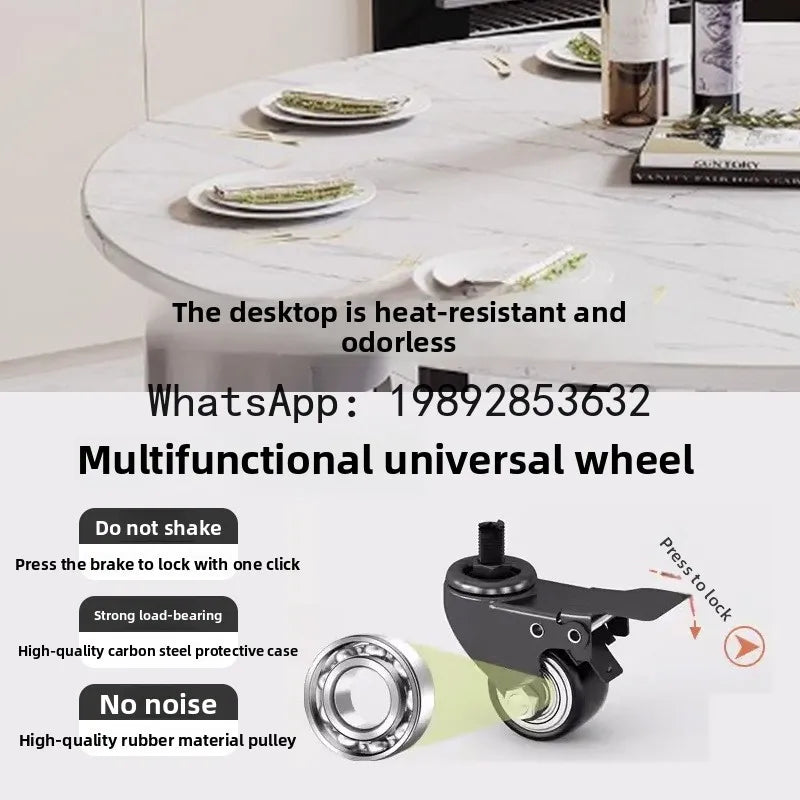 Folding Round Table for Home Rental Small Apartment Movable Folding Dining Table Large Round Table with Turntable