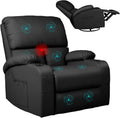 Rocking Recliner Chair, Massage Rocker Recliner Chair with Vibration Massage and Heat, 360° Swivel Faux Leather Chairs, Living R