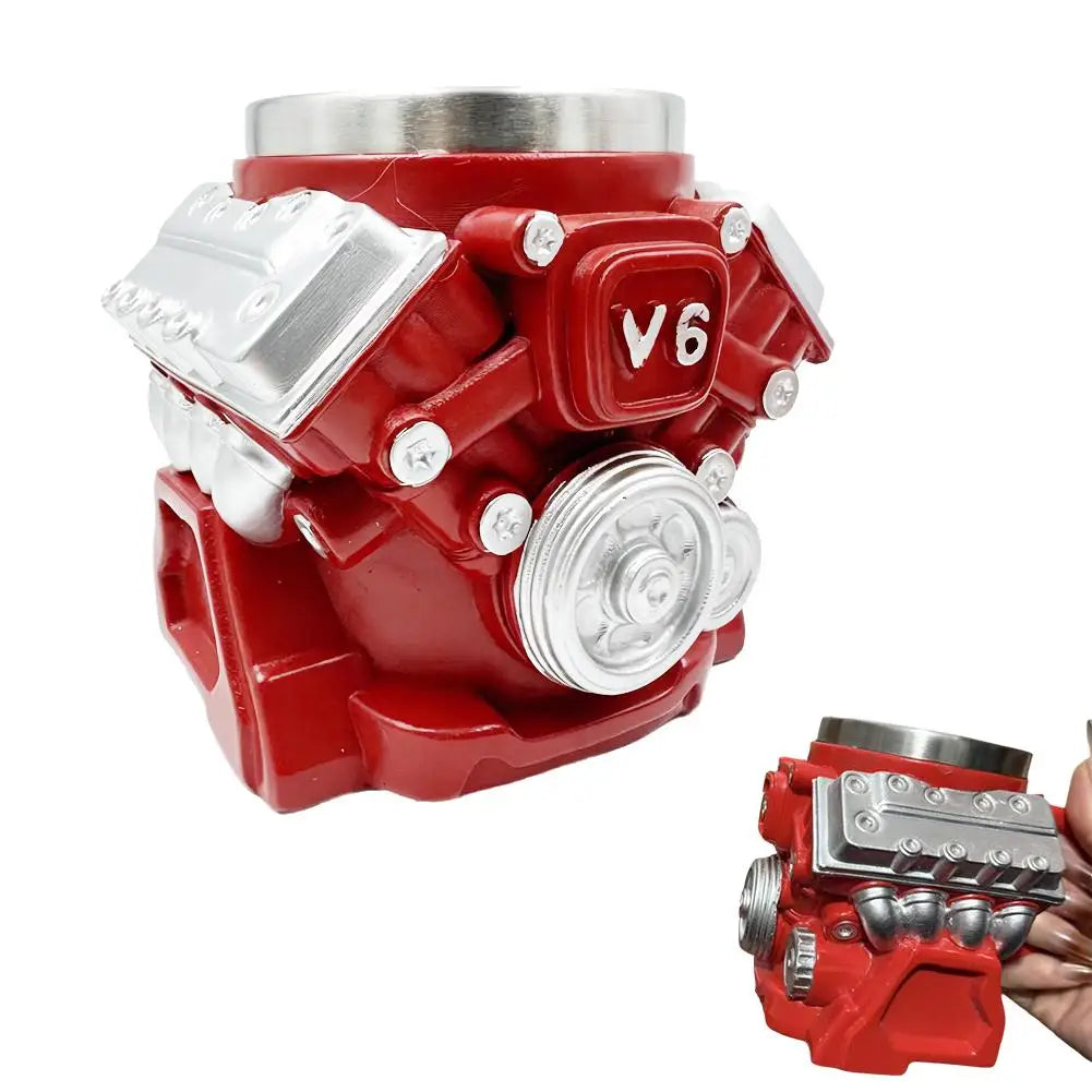 V6 V8 V12 Vintage Engine Coffee Cup Insulation Water Mug for Car Enthusiasts Mechanics Engineers Fathers Men Boyfriends Gifts