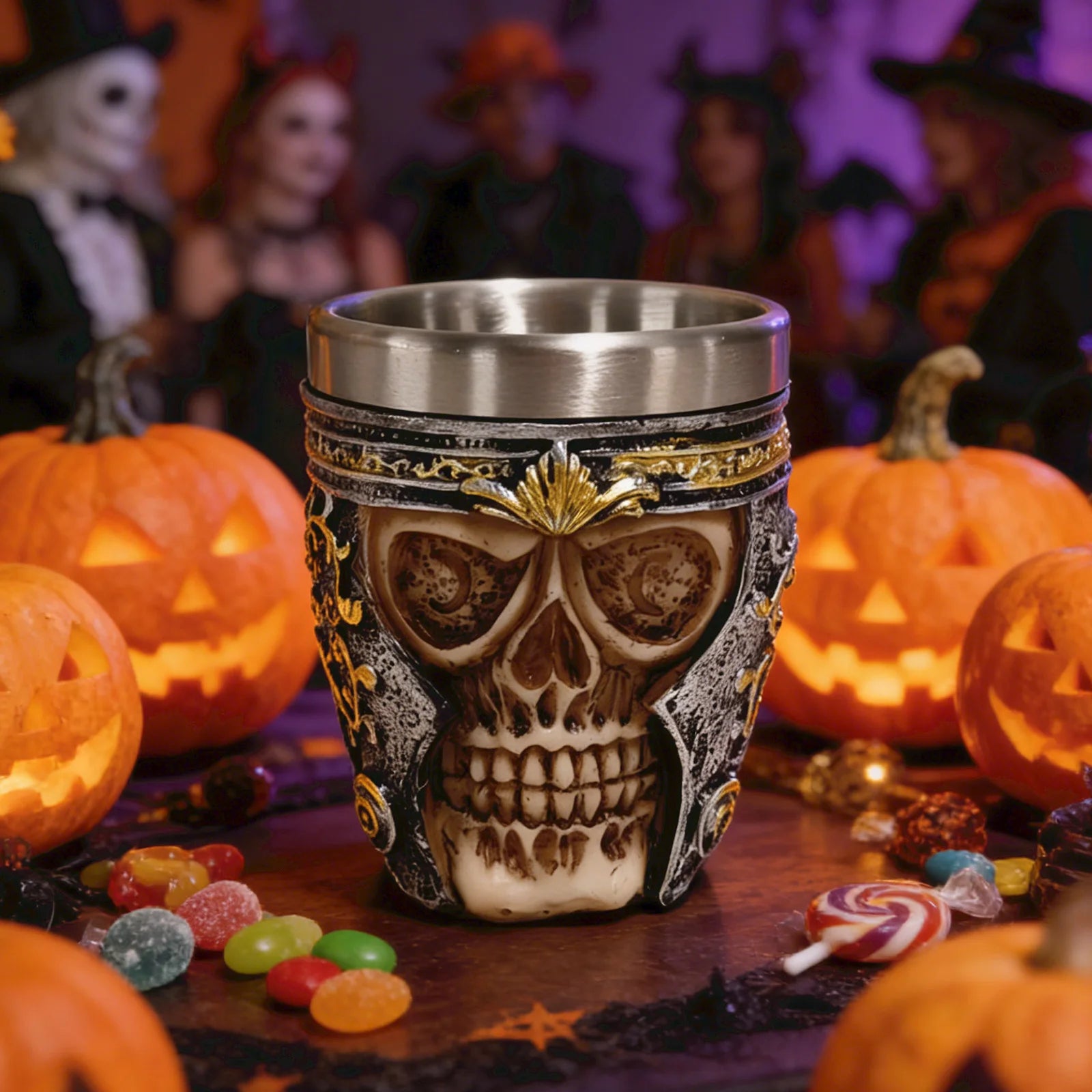 Beer Mug Stainless Steel Skull Mug Double Wall Drinking Mug Metal Insulated Gothic Design Coffee Beer Tankard Mug Halloween Gift
