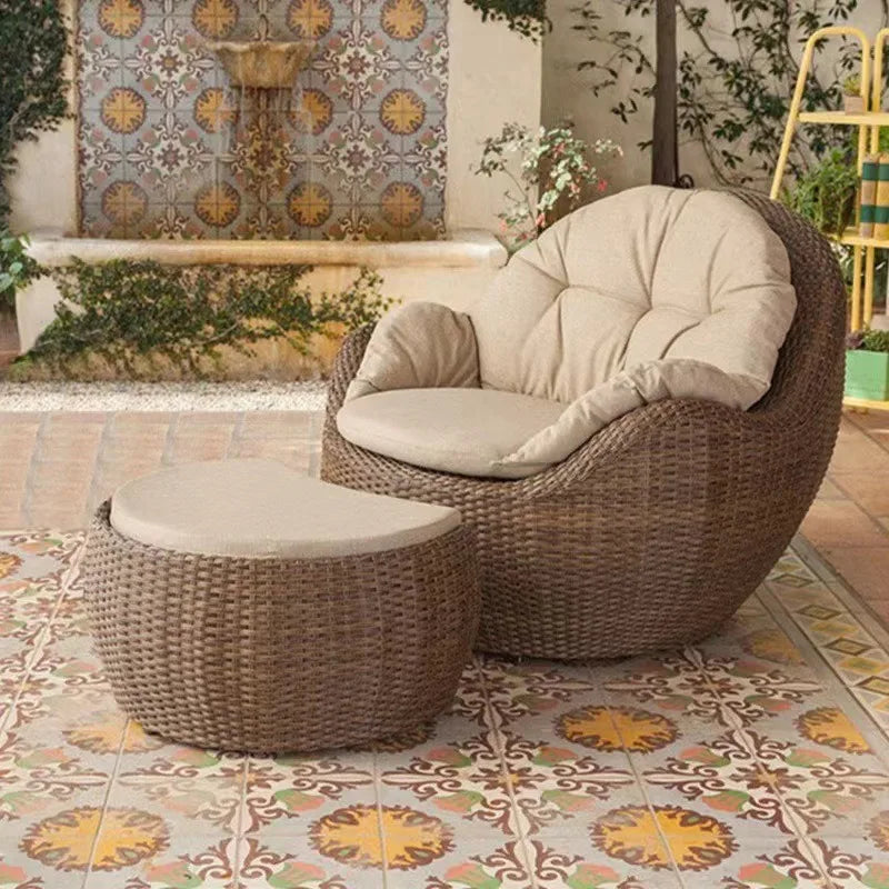 Outdoor rattan sofa, single waterproof sunscreen famous courtyard garden outdoor coffee table rattan chair furniture modern