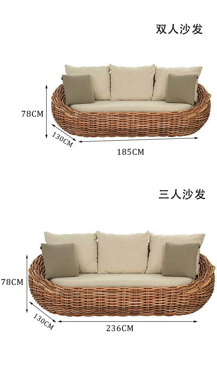 Outdoor Wicker Sofa Set for Courtyard Garden Model Home Outdoor Open-Air Waterproof Sunproof Leisure Furniture Set
