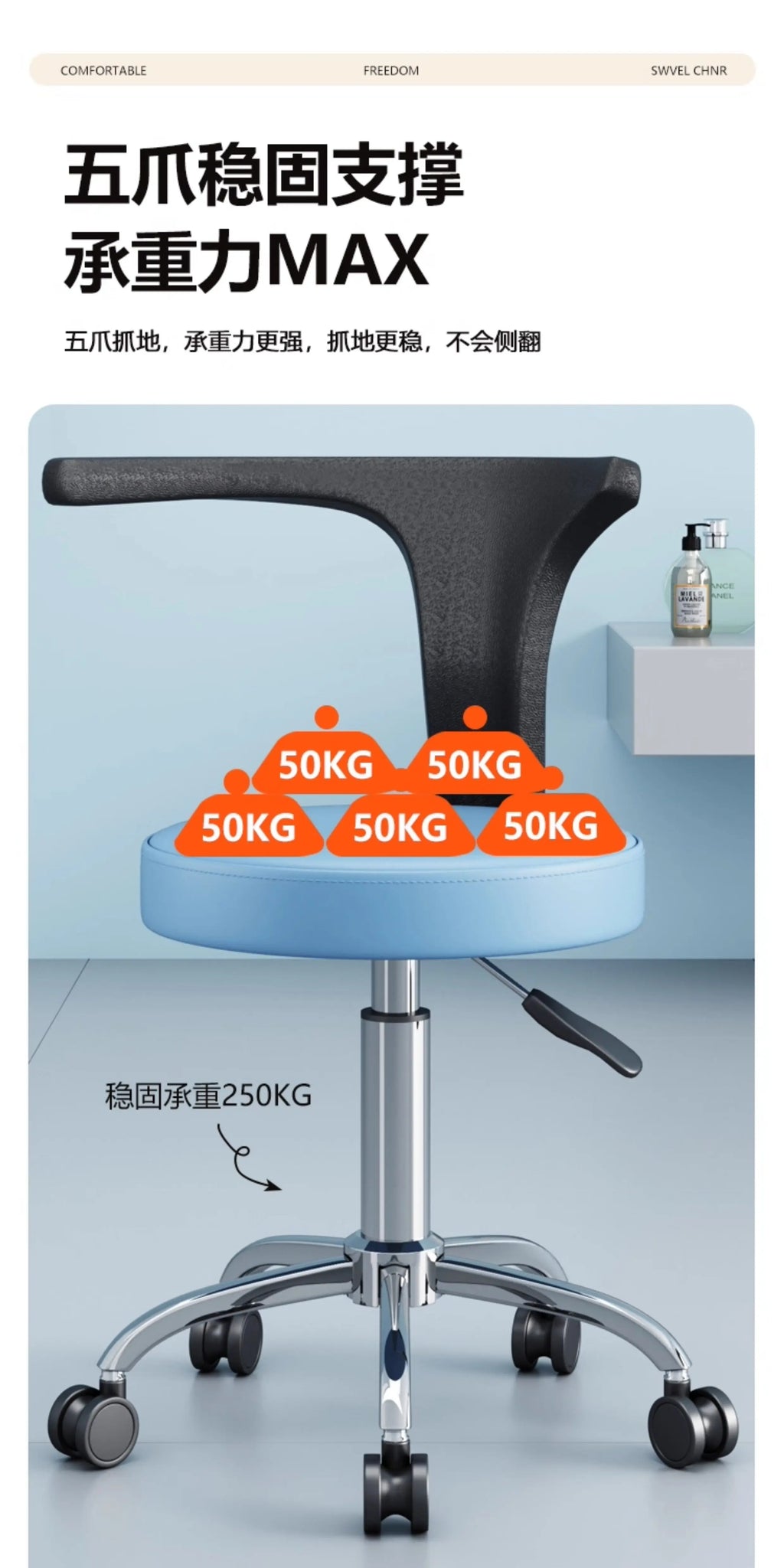 Professional Multifunctional Dental Chair 360°Swivel Adjustable Patient Seat with Soft Padding,Reclining Backrest for Clinic Use