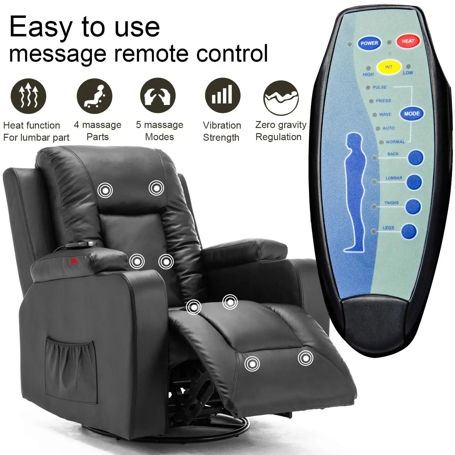 Newest Design Multifunctional Office Powered Massage Recliner Sofa Chair With Foot Rest