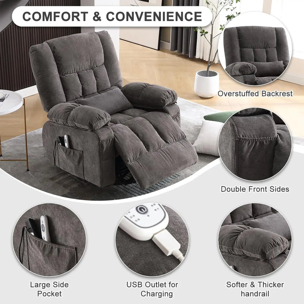 Power Lift Recliner Chair for Elderly with Vibration Massage and Heating Functions, Electric Recliner Single Sofa, Customized