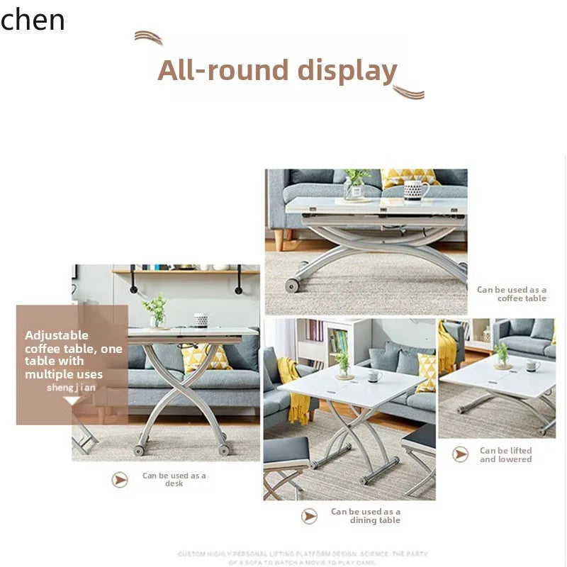YFY  Activity Coffee Table Dining Table Integrated Small Apartment Folding Lifting Dual-use Movable with Wheels Two-in-One