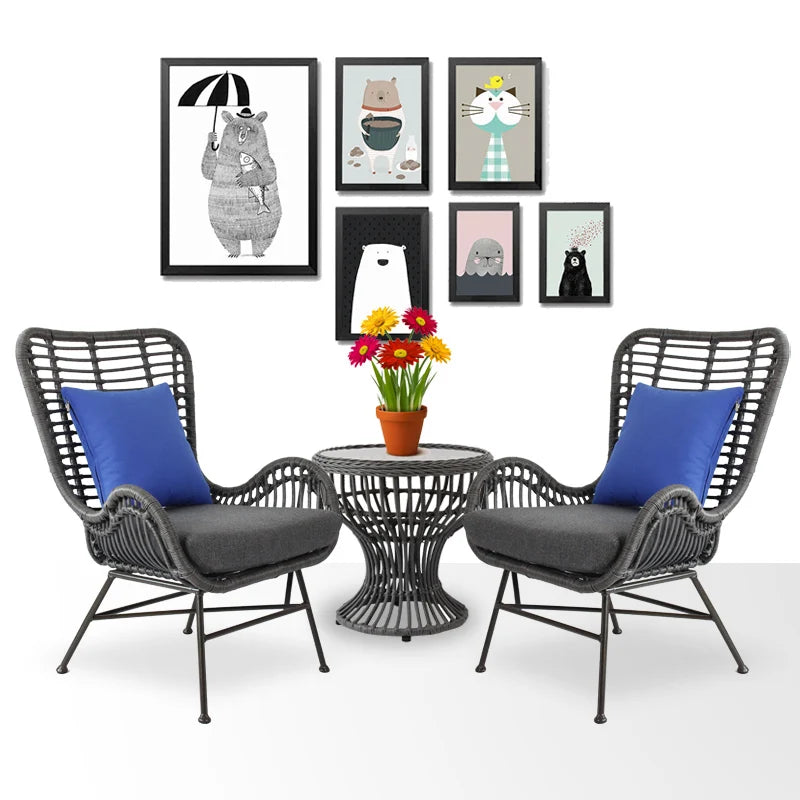 Rattan Patio Furniture Set Outdoor Wicker Bistro Chairs for Garden Use