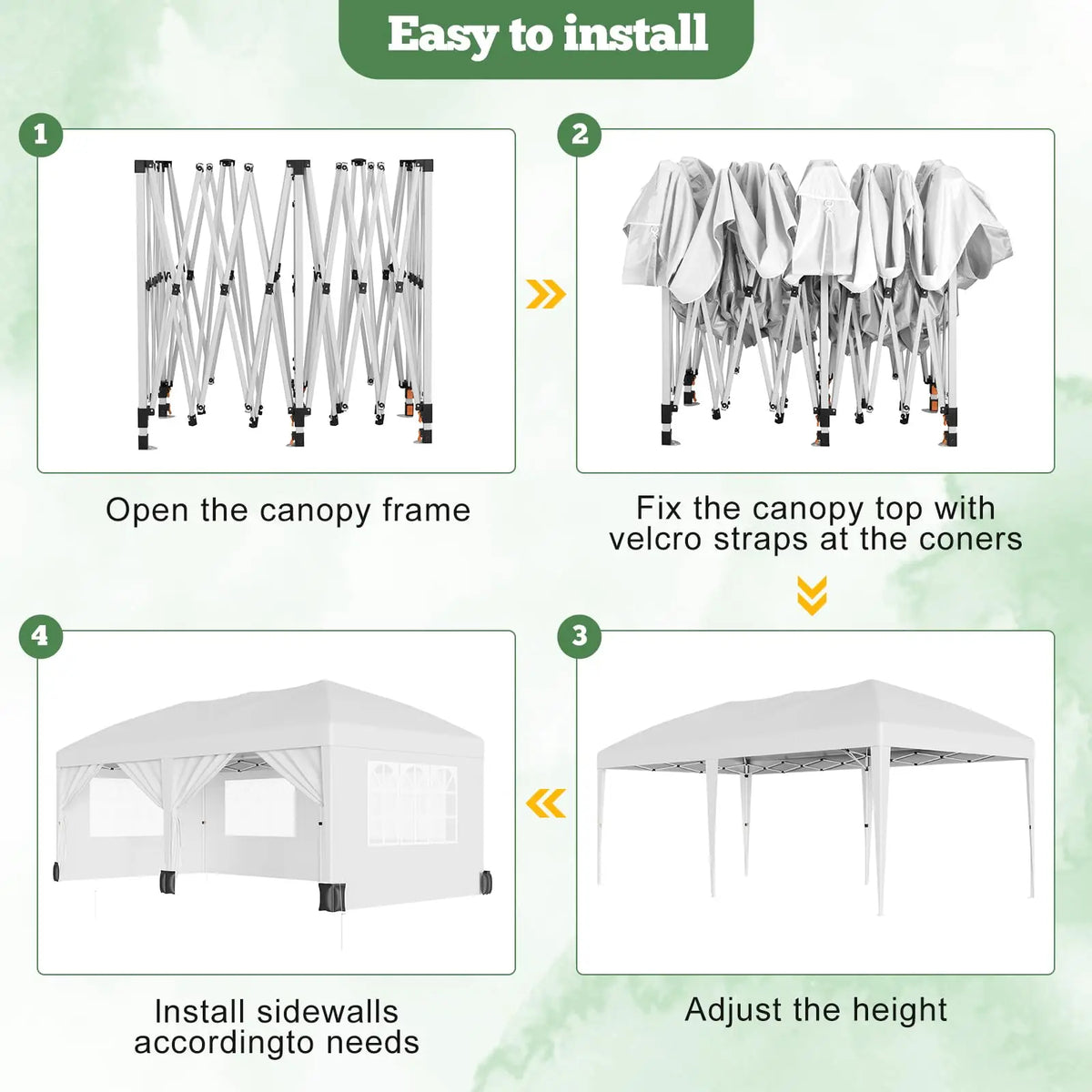10x20 Pop Up Canopy Tent With 6 Sidewalls, Heavy Duty Party Gazebo With Windows, Zipper Doors, Sandbags And Carry Bag For Events