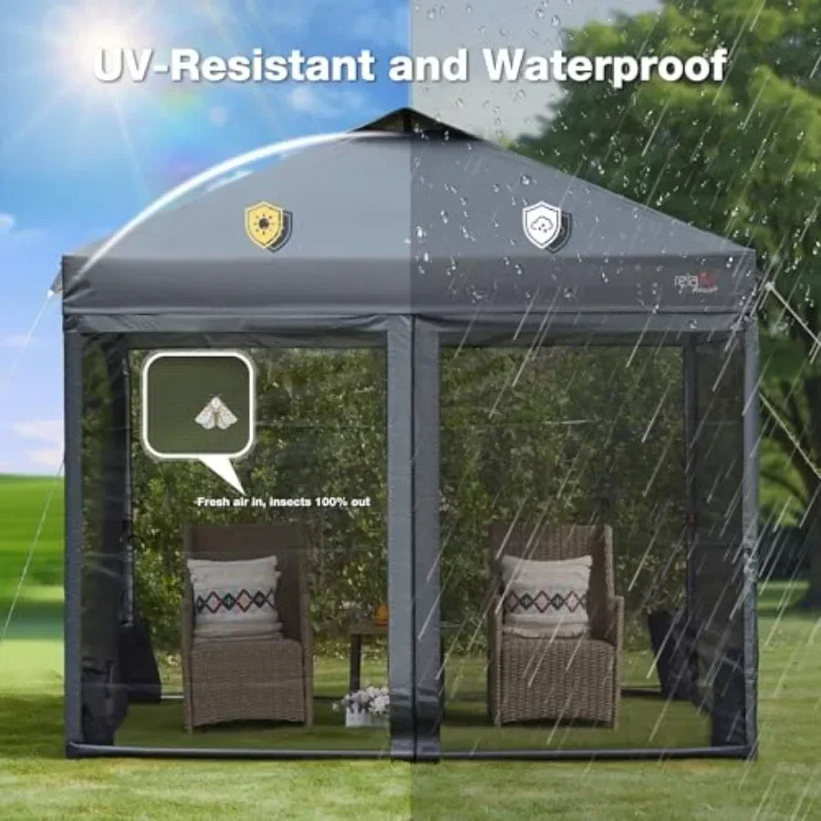 10x10 Pop Up  Tent with Mosquito Netting Outdoor Portable Sn Tent for Yard Party Camping and Picnic 3 Height Positions Patio Ga