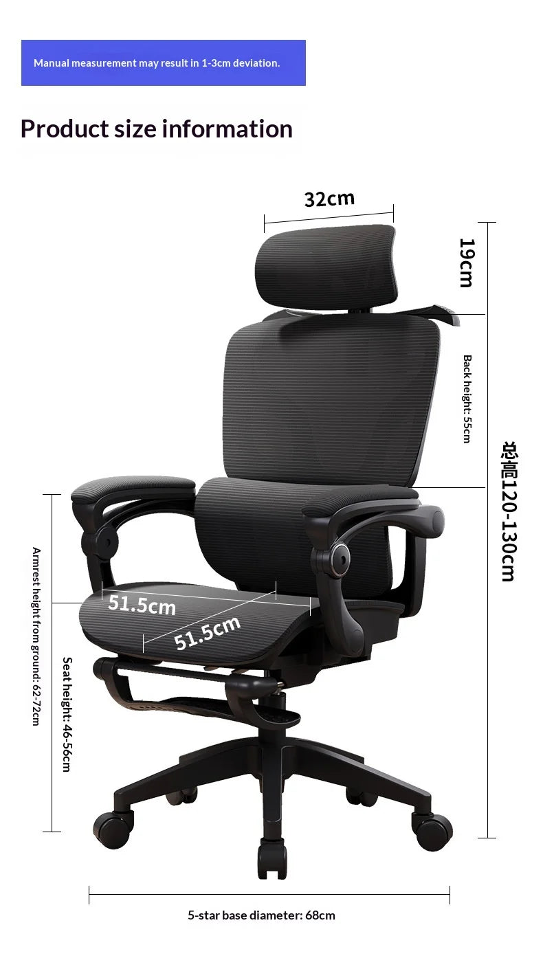 Ergonomic Mesh Office Chair Recliner Adjustable Lumbar Headrest Swivel Wheels Comfort Sitting Home Office Gaming Chair Silla