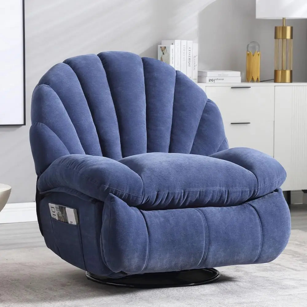 Swivel Electric Recliner Chair with Storage, Comfortable Fabric Shell, 360° Rotation for Big & Tall Adults, Ideal for Living Roo