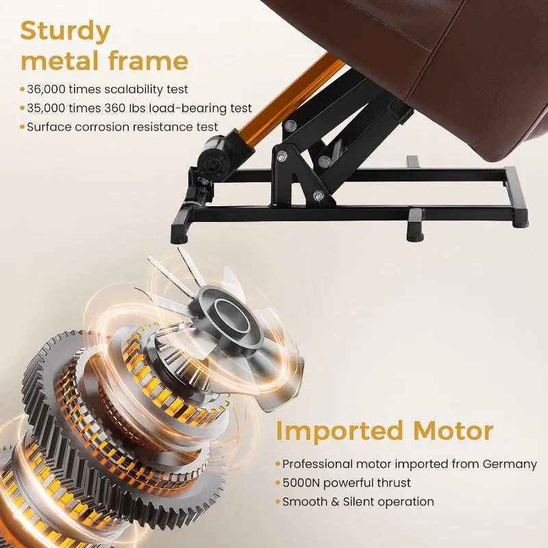 PARKOL Power Lift Recliner Chair for Elderly & Seniors, Breathable Leather Electric Recliner with Vibration Massage & Lumbar