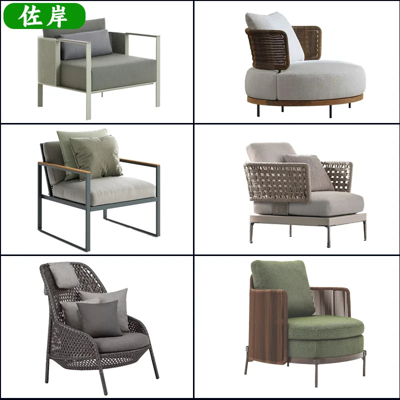 Outdoor courtyard Open-air waterproof and sunscreen Outdoor garden Balcony B & B leisure rattan chair combination furniture