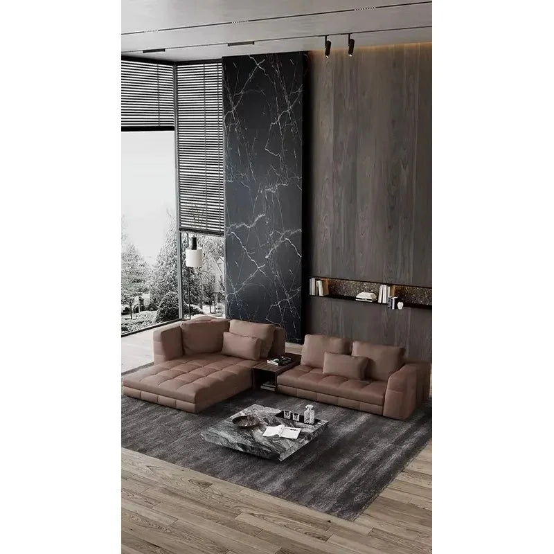 Luxury Design Sponge Filled L-Shape Sectional Sofa Set with Vacuum Packaging for Living Room Furniture