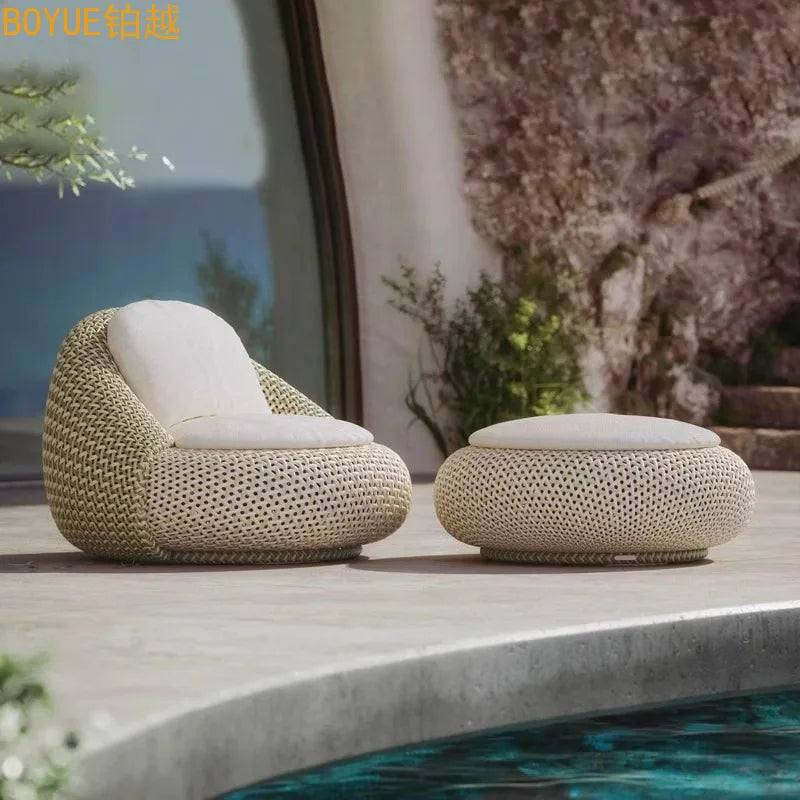Outdoor rattan sofa B & B terrace balcony rain and sun protection coffee table combination villa garden furniture outdoor