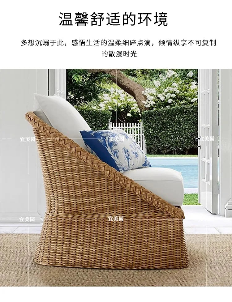 Outdoor sofa, courtyard, sun protection, waterproof villa, garden, terrace, leisure balcony, rattan chair, lounge chair combinat