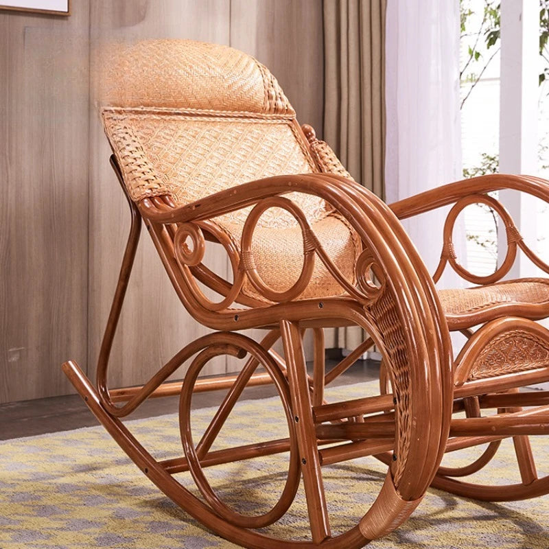 Real rattan Chinese furniture living room balcony Indonesian rattan art leisure recliner lunch