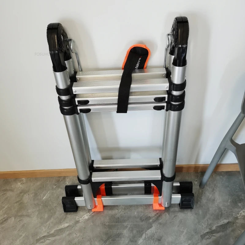 Aluminum Alloy Telescopic Ladder Thickened Stainless Steel Step Ladders Folding Lift Herringbone Ladder Home Portable Ladder B Y