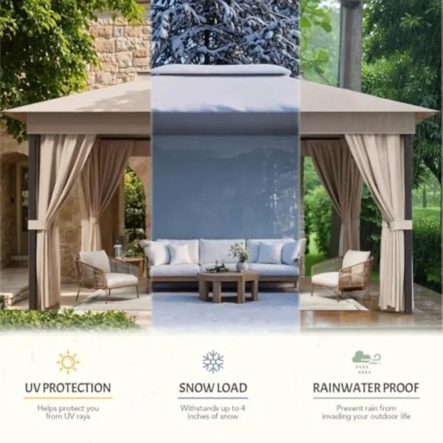 10'x13' Outdoor Gazebo for Patio, Heavy Duty Steel Frame Canopy